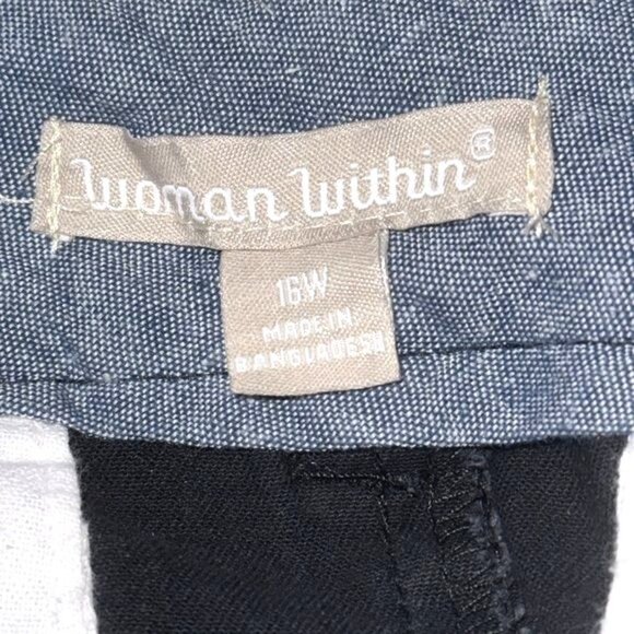 Woman Within Black Stretch Pants Size 16W With Elastic Waistband & Zip Fly - Picture 3 of 11